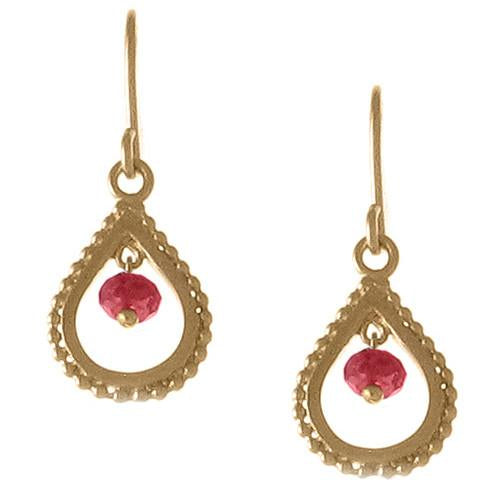 Small Gold Garnet Teardrop Earrings