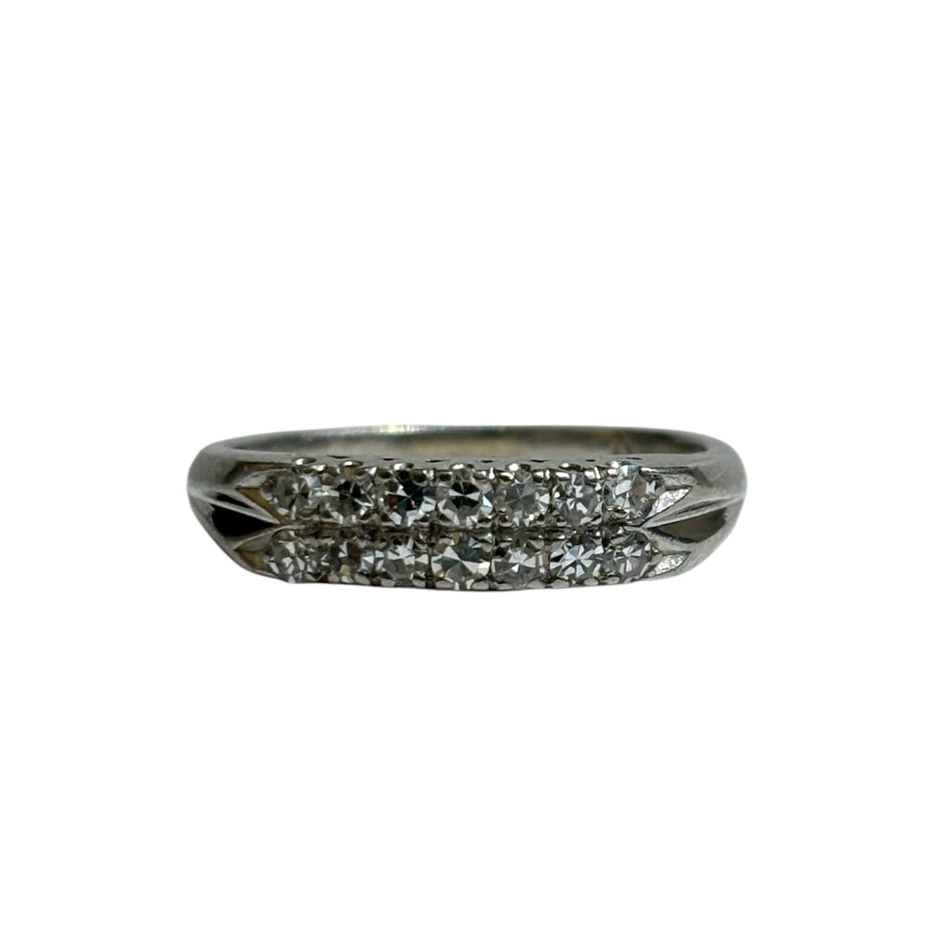Antique Art Deco Platinum Two-Layer Diamond Wedding Ring