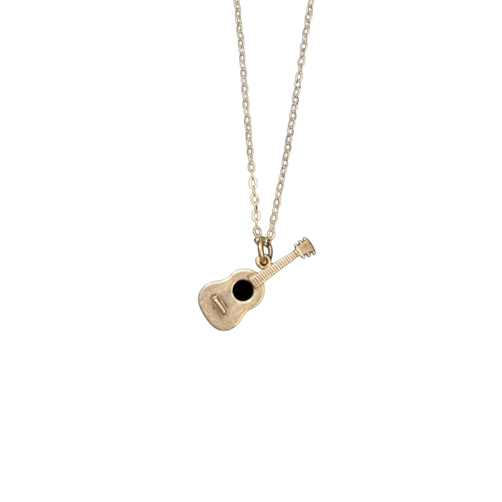 Vintage Sterling Guitar Pendant Necklace