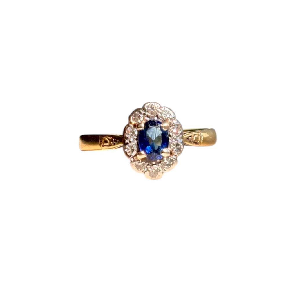 Antique Sapphire Halo Engagement Ring