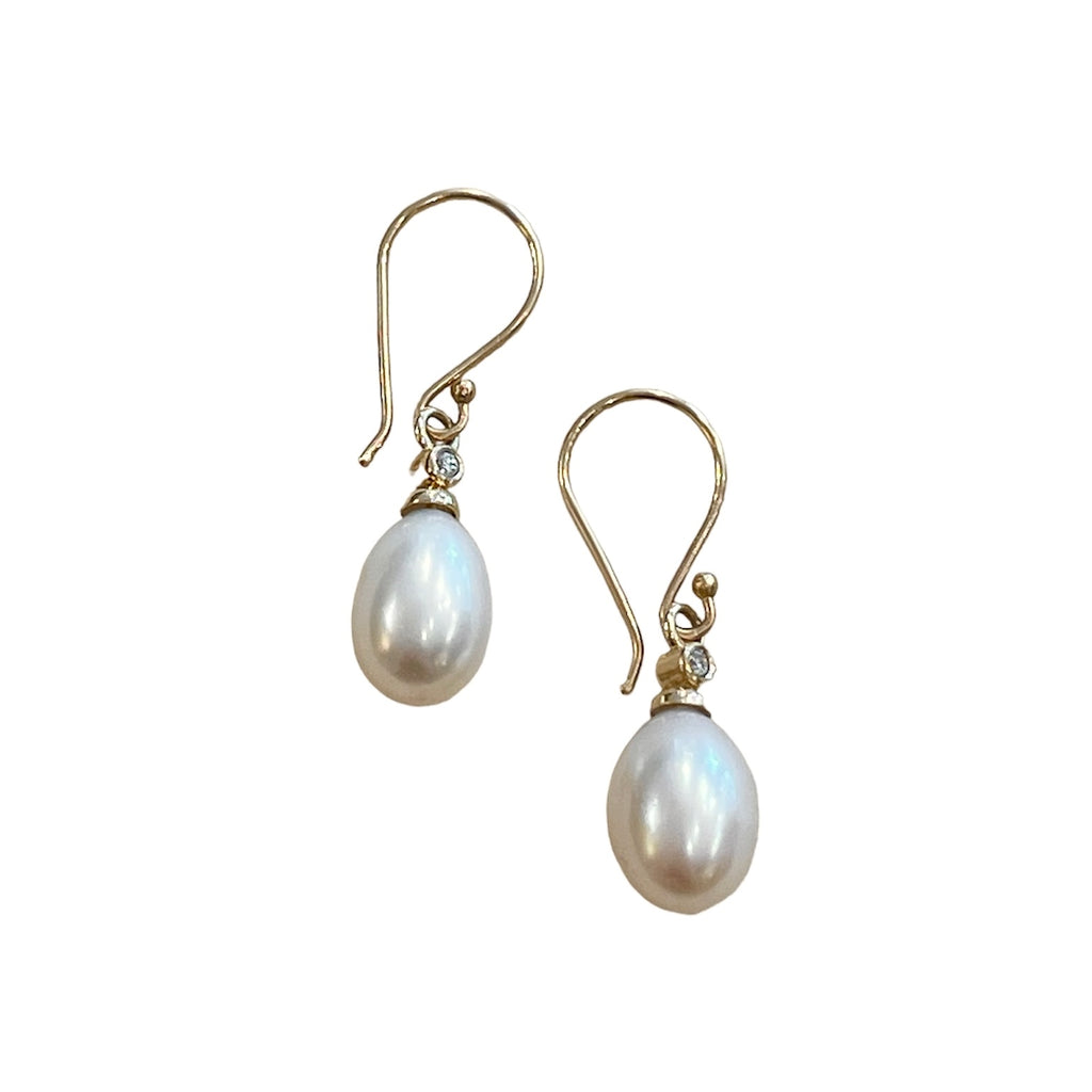 Pearl and Diamond Drop Earrings