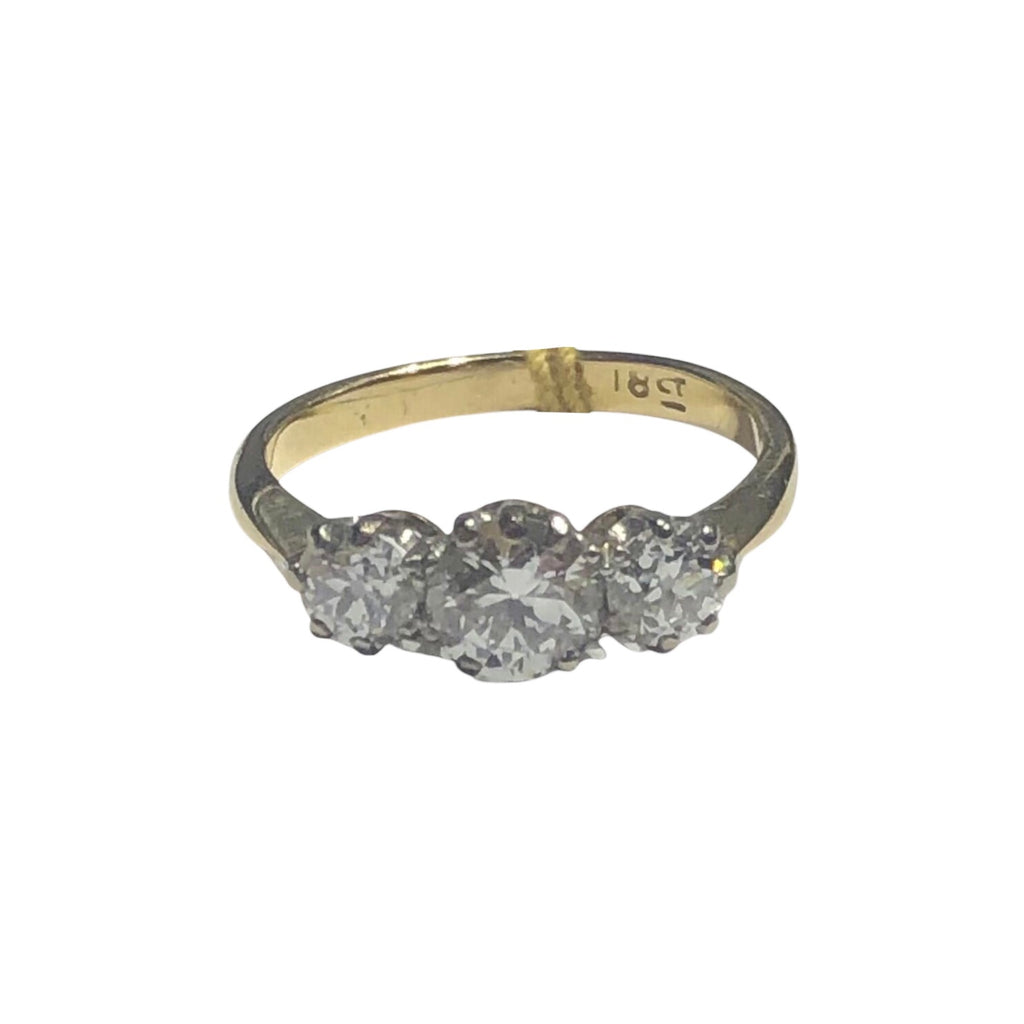 Antique 18k and Platinum Round Trio Engagement Ring