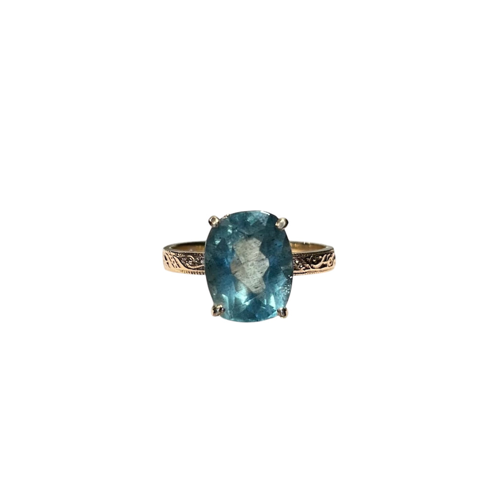 Spiral Band Aquamarine Ring