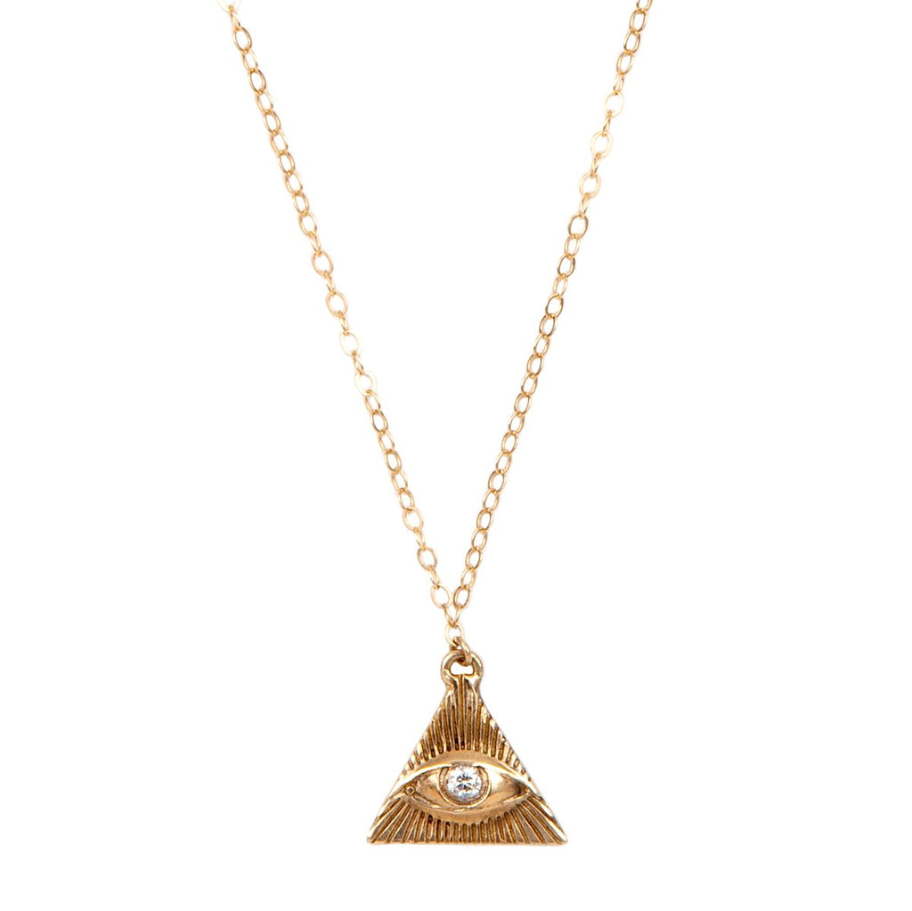 14k Eye of Knowledge Necklace w. Diamond