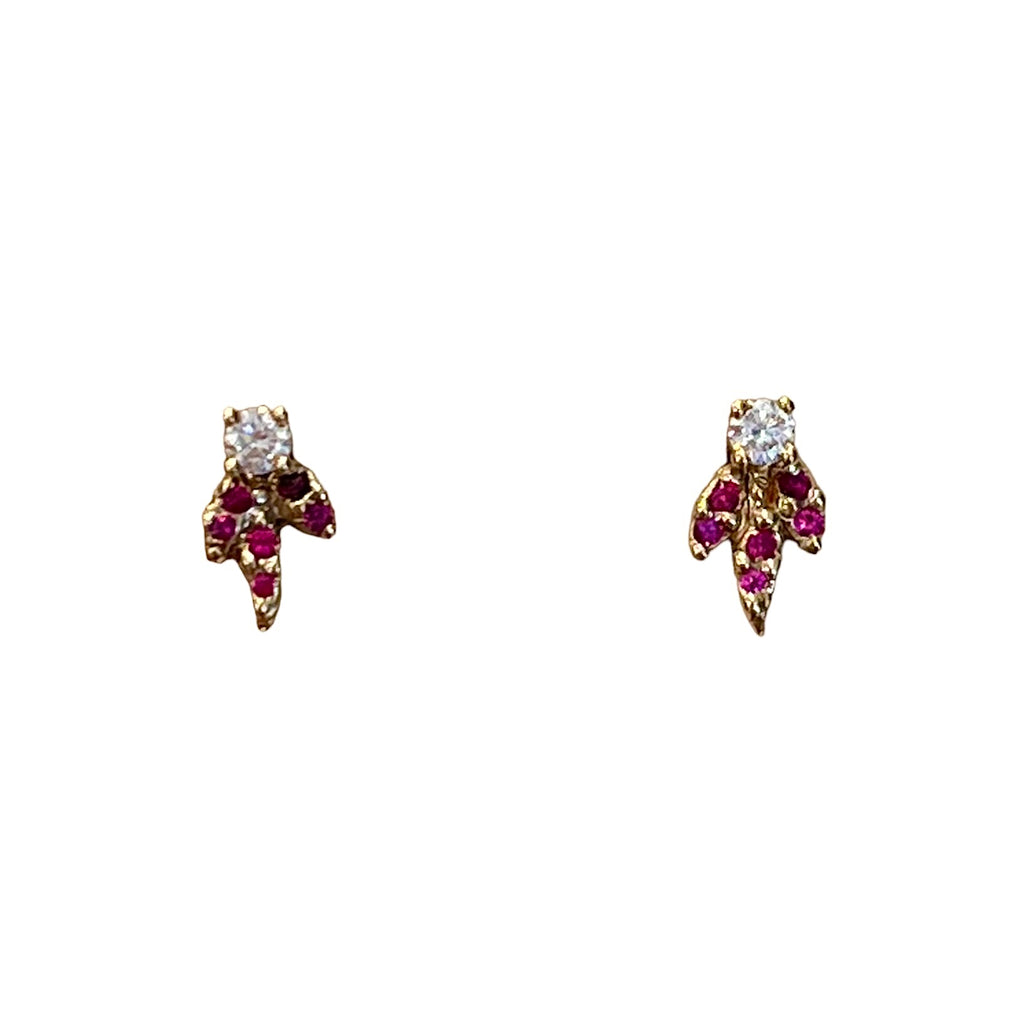 Ruby and Diamond Cluster Earrings