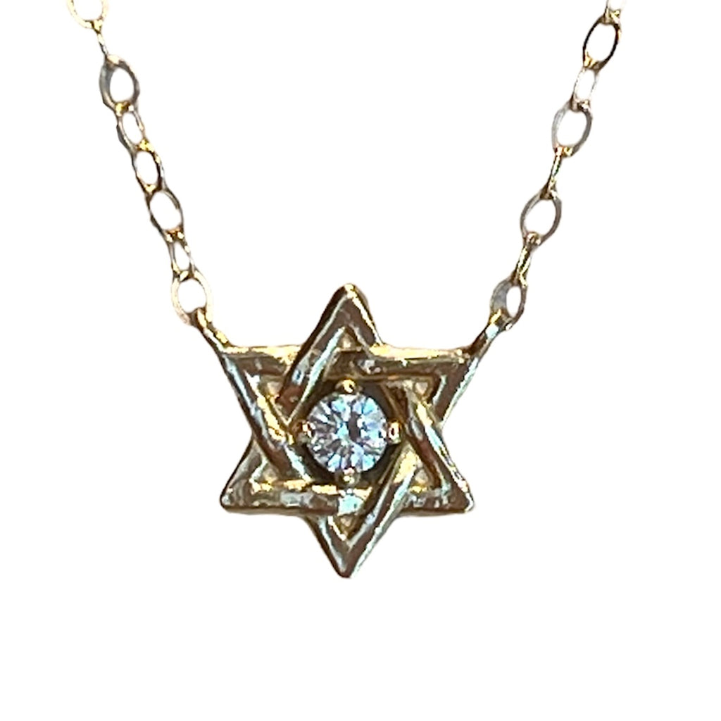 14k Star of David with Diamond Necklace