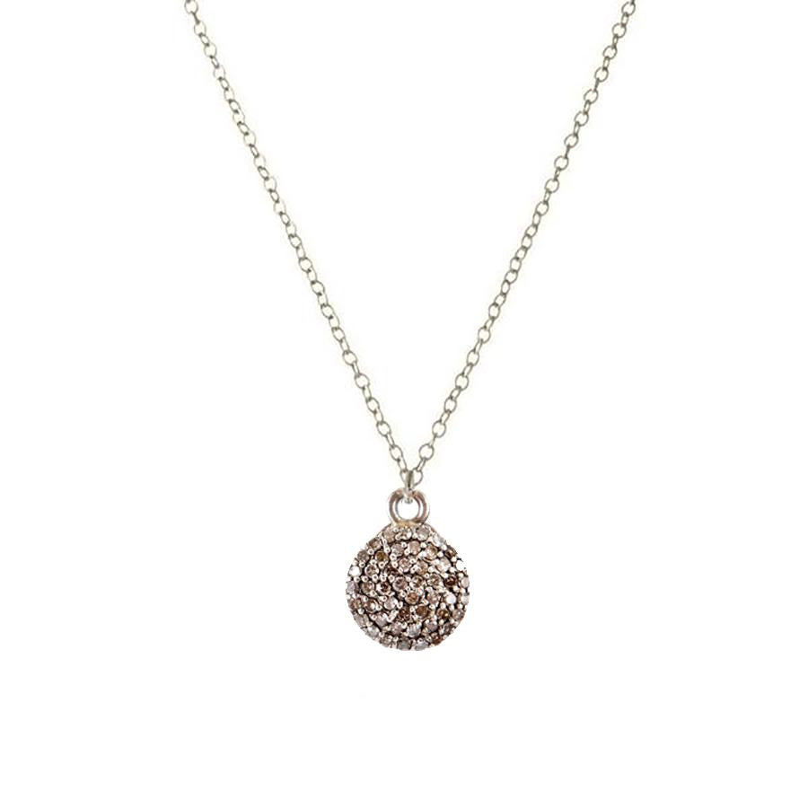 pave disc disk diamond circle necklace simple minimalist