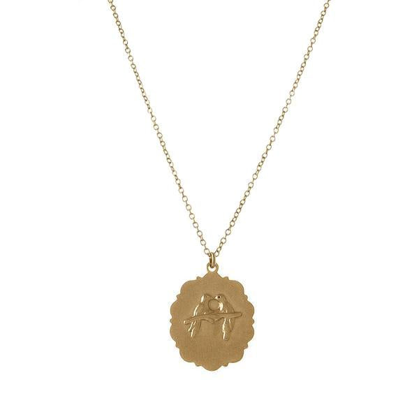 Lovebird Pendant Necklace Vermeil