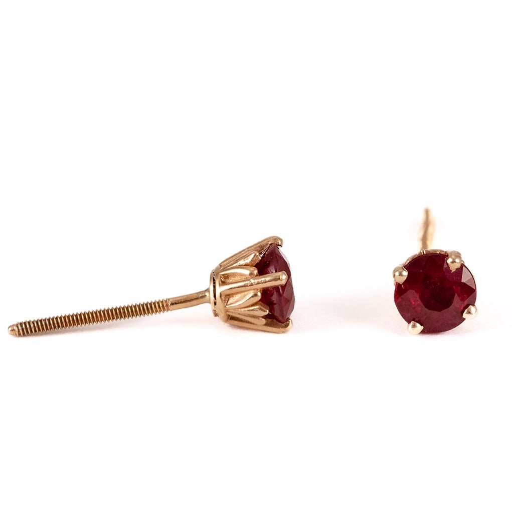 14k Precious Stone Stud Earrings