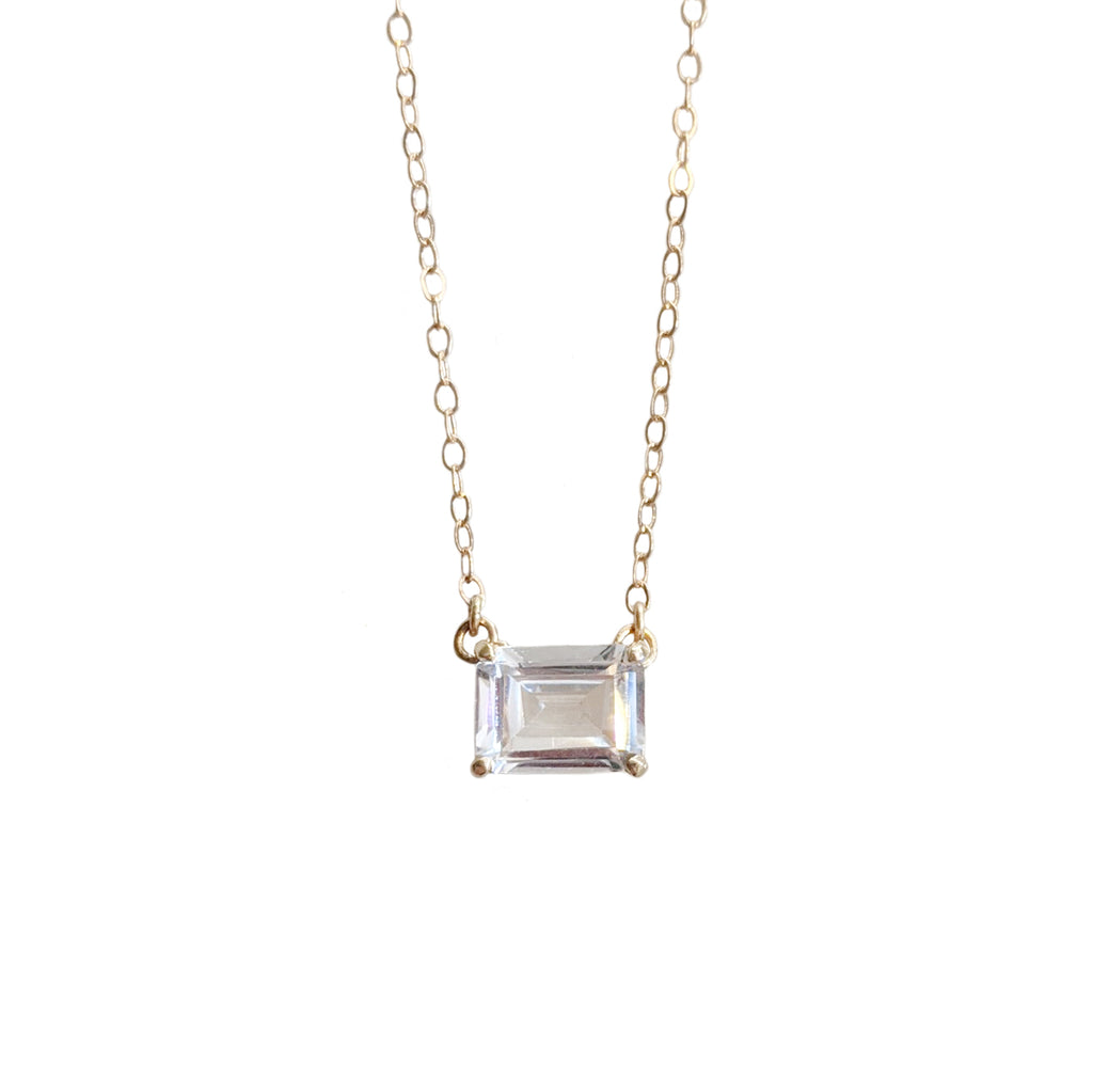 Emerald Cut White Sapphire Necklace